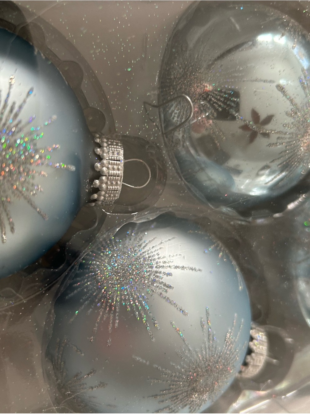 Jaclyn Smith Blue Glitter Starburst Holiday Ornaments - Pack of 4